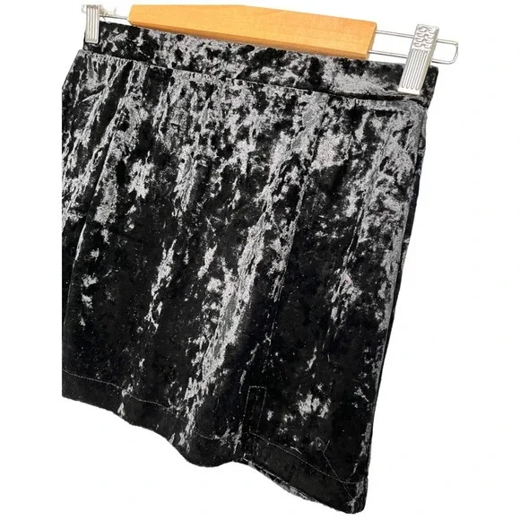 New Nordstrom Abound Crushed Velvet Velour Mini Retro 90s Y2K Skirt Black S - Picture 2 of 11